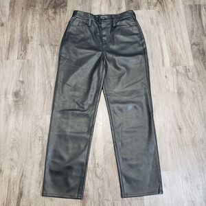 Madewell The Perfect Vintage Straight Jean Faux Black Leather High Waist 28 (30)